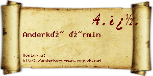 Anderkó Ármin névjegykártya
